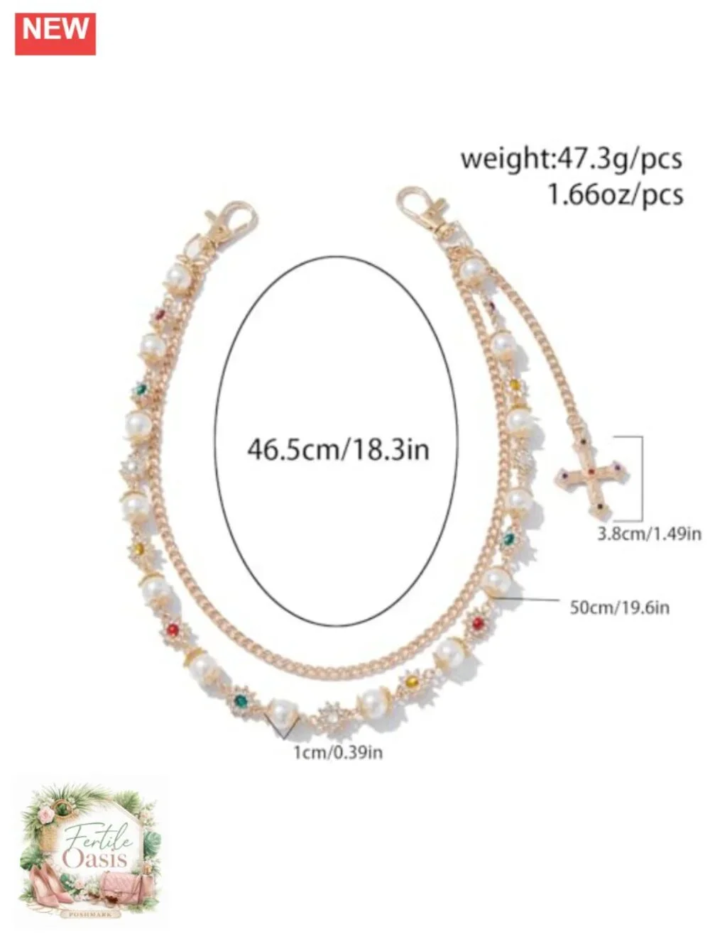 Double Layer Pearl Cross Chain Bag Charm Purse Handbag Accessory